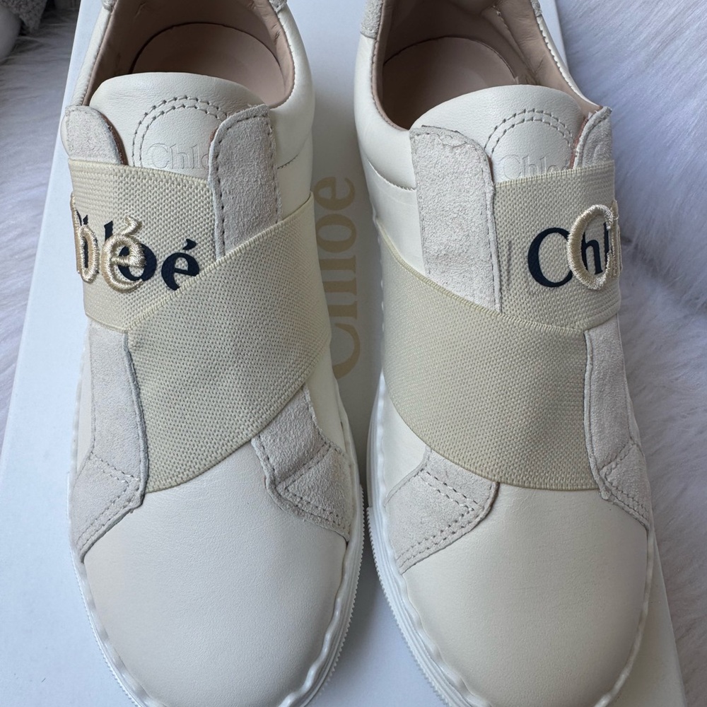 Chloe girls Cream leather Sneakers
